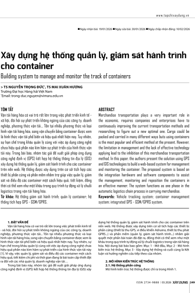Xây dựng hệ thống quản lý, giám sát hành trình cho container