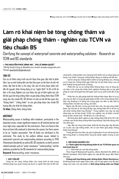 Làm rõ khái niệm bê tông chống thấm và giải pháp chống thấm - nghiên cứu TCVN và tiêu chuẩn BS