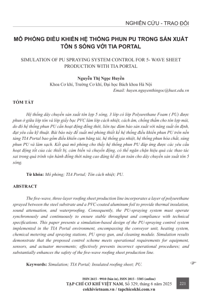 Mô phỏng điều khiển hệ thống phun PU trong sản xuất tôn 5 sóng với TIA Portal