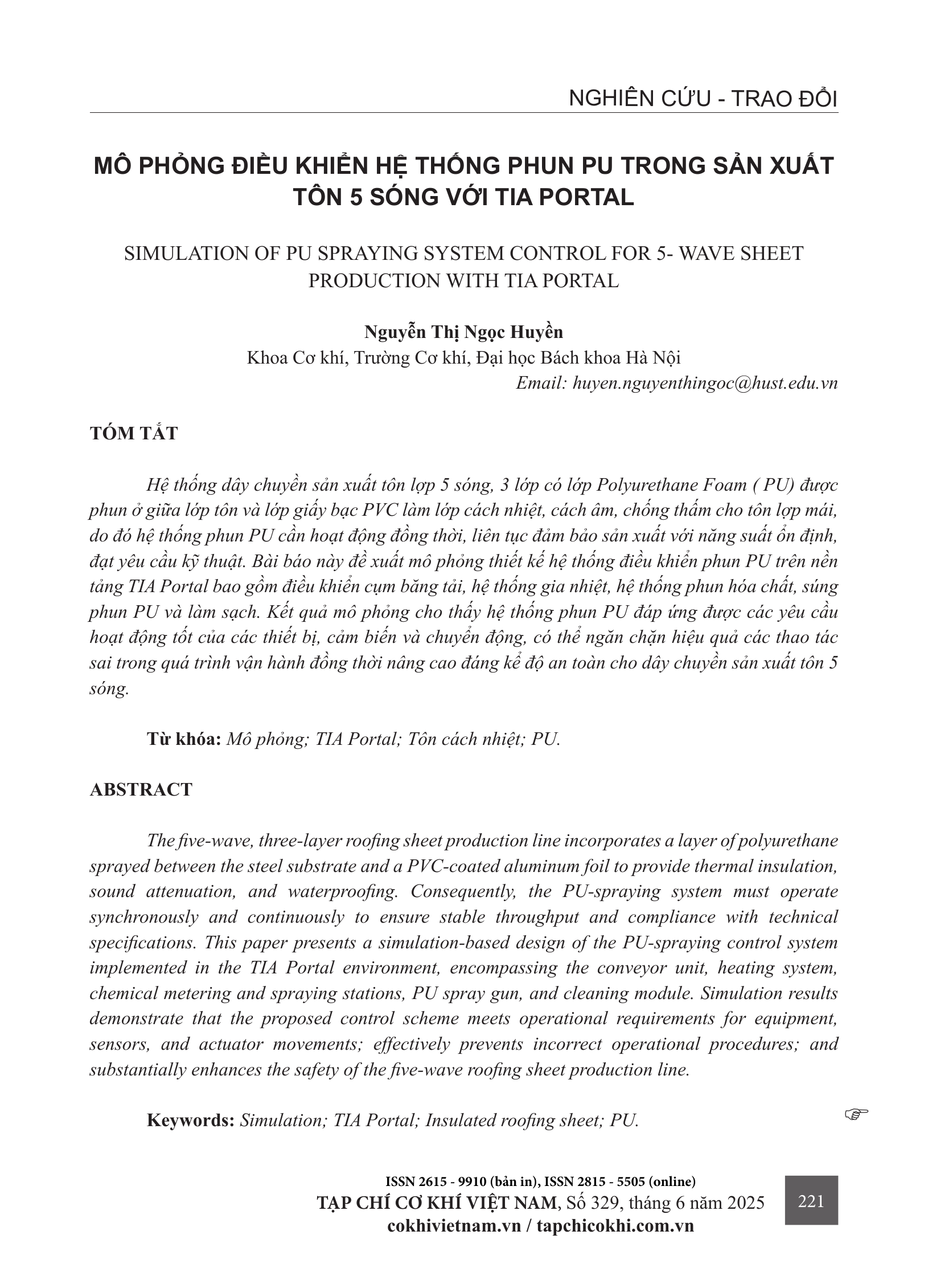 Mô phỏng điều khiển hệ thống phun PU trong sản xuất tôn 5 sóng với TIA Portal