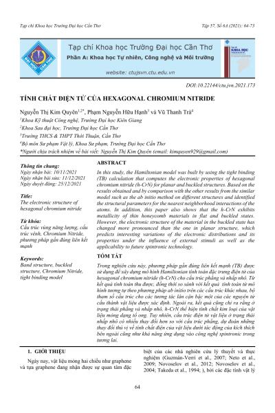 Tính chất điện tử của hexagonal chromium nitride