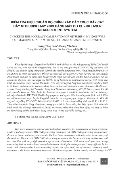 Kiểm tra hiệu chuẩn độ chính xác các trục máy cắt dây Mitsubishi MV1200S bằng máy đo XL-80 Laser Measurement System