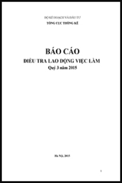 Báo cáo Điều tra Lao động việc làm Quý 3 năm 2015