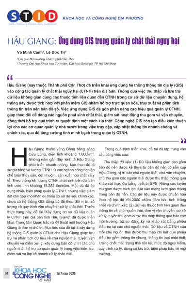 Hậu Giang: Ứng dụng GIS trong quản lý chất thải nguy hại