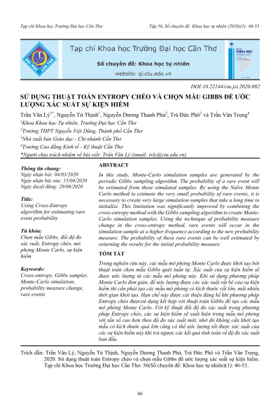 Sử dụng thuật toán entropy chéo và chọn mẫu Gibbs để ước lượng xác suất sự kiện hiếm