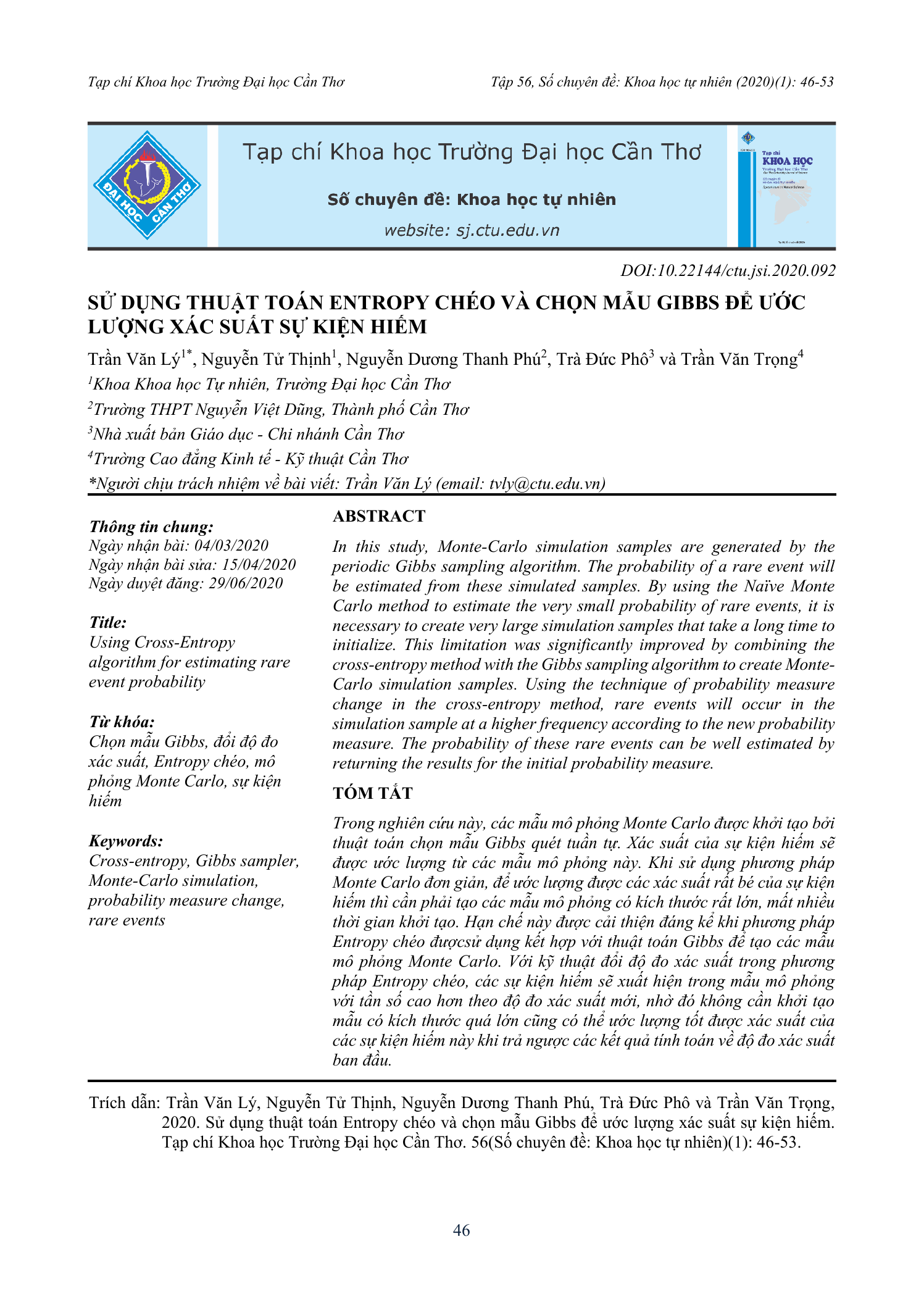 Sử dụng thuật toán entropy chéo và chọn mẫu Gibbs để ước lượng xác suất sự kiện hiếm