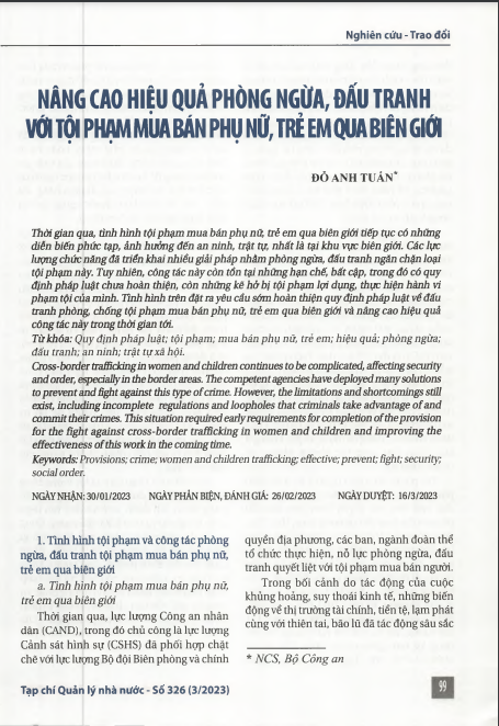 Nâng cao hiệu quả phòng ngừa, đấu tranh với tội phạm mua bán phụ nữ, trẻ em qua biên giới