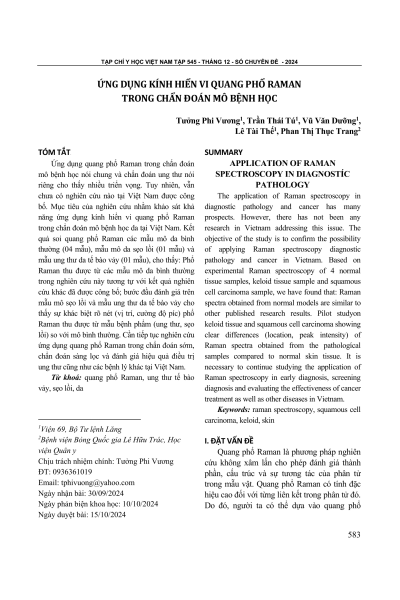 Ứng dụng kính hiển vi quang phổ Raman trong chẩn đoán mô bệnh học