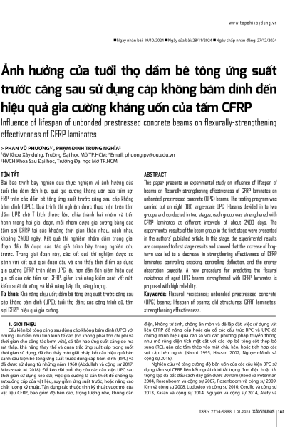 Ảnh hưởng của tuổi thọ dầm bê tông ứng suất trước căng sau sử dụng cáp không bám dính đến hiệu quả gia cường kháng uốn của tấm CFRP