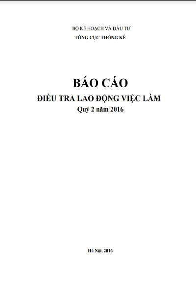 Báo cáo Điều tra Lao động việc làm Quý I năm 2016