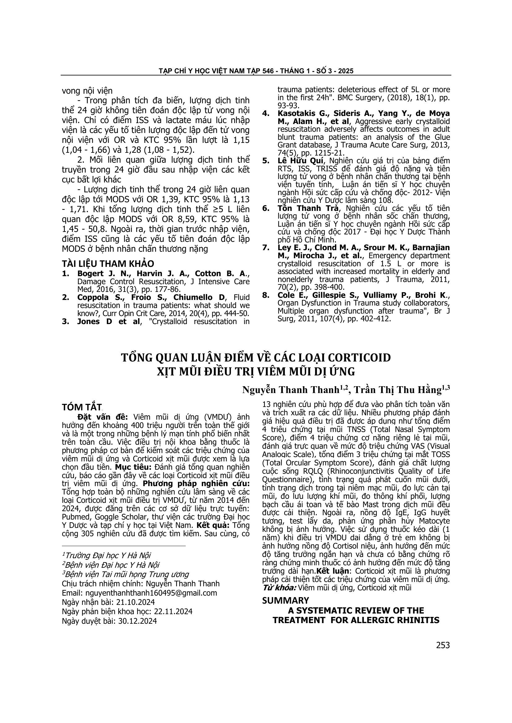 Tổng quan luận điểm về các loại corticoid xịt mũi điều trị viêm mũi dị ứng