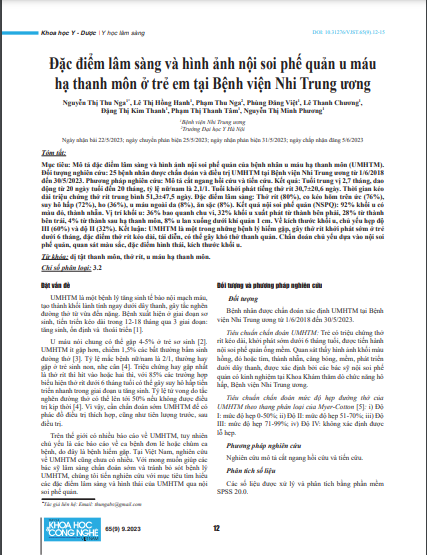 Đặc điểm lâm sàng và hình ảnh nội soi phế quản u máu hạ thanh môn ở trẻ em tại Bệnh viện Nhi Trung ương