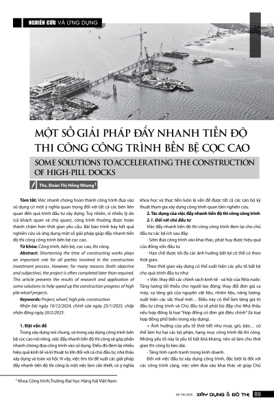 Một số giải pháp đẩy nhanh tiến độ thi công công trình bến bệ cọc cao