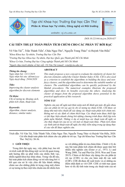 Cải tiến thuật toán phân tích chùm cho các phần tử rời rạc