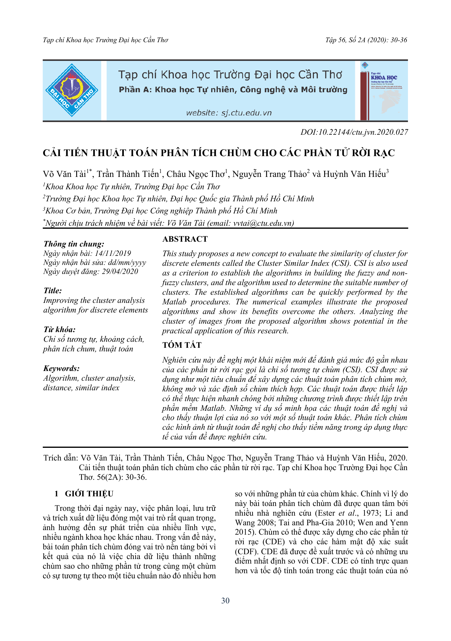 Cải tiến thuật toán phân tích chùm cho các phần tử rời rạc