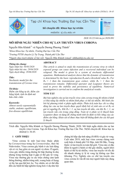 Mô hình ngẫu nhiên cho sự lan truyền virus corona