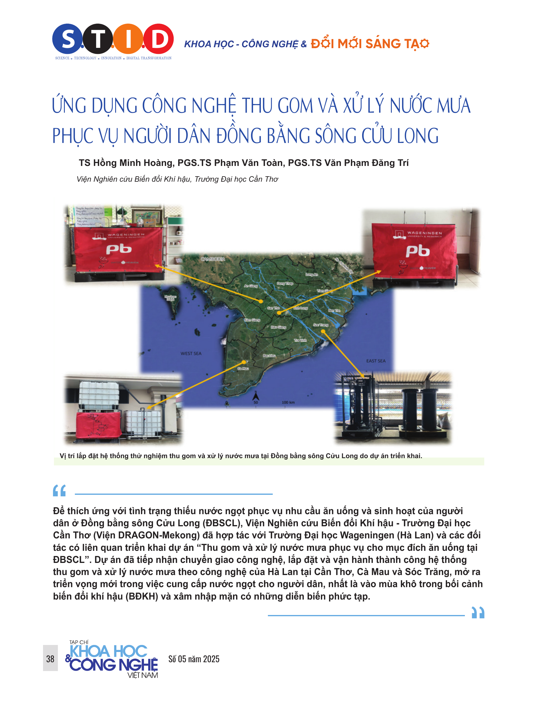 Ứng dụng công nghệ thu gom và xử lý nước mưa phục vụ người dân đồng bằng sông Cửu Long