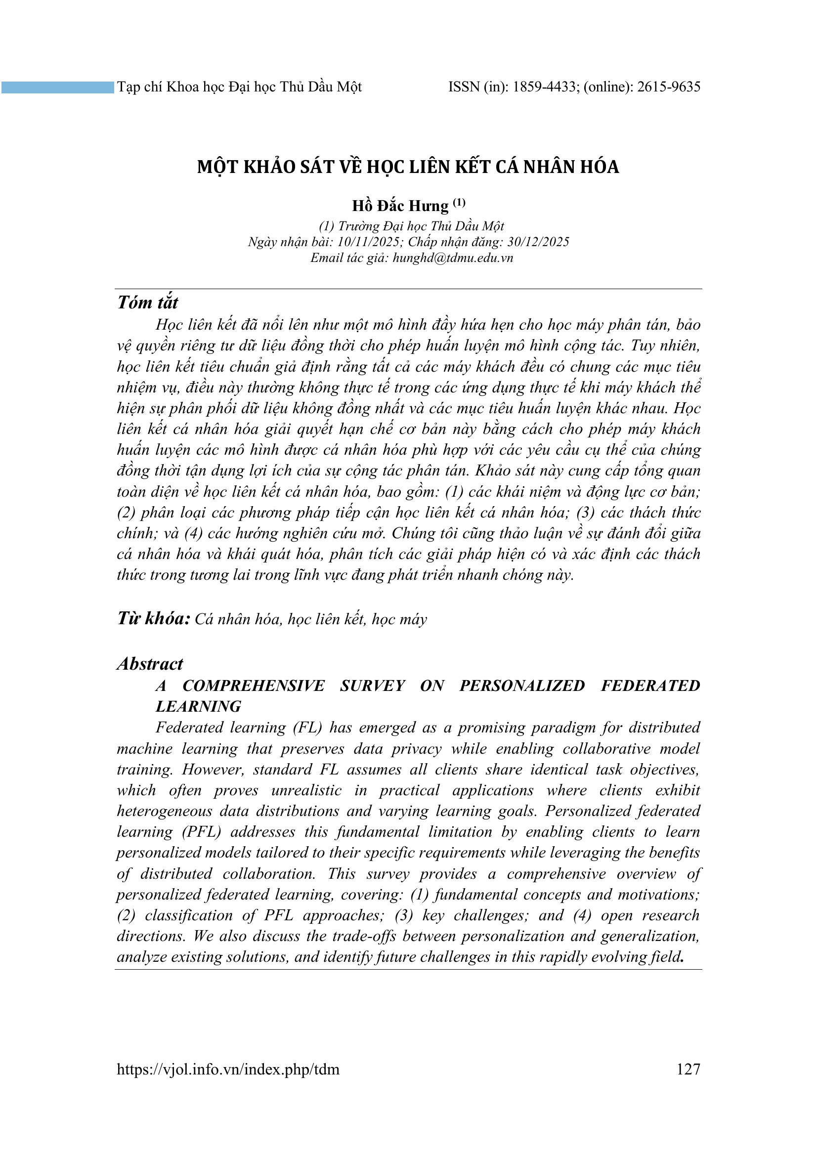 Một khảo sát về học liên kết cá nhân hóa