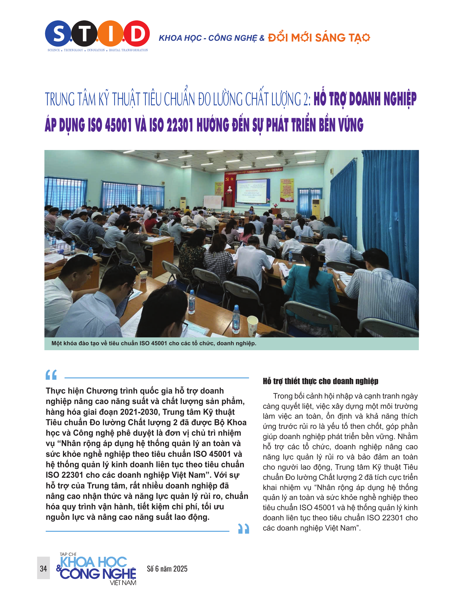 Trung tâm Kỹ thuật Tiêu chuẩn Đo lường Chất lượng 2 hỗ trợ doanh nghiệp áp dụng ISO 45001 và ISO 22301 hướng đến sự phát triển bền vững