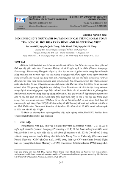 Mô hình chú ý ngữ cảnh đa tầm nhìn cải tiến cho bài toán trả lời câu hỏi dựa trên hình ảnh bằng tiếng Việt