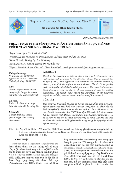 Thuật toán di truyền trong phân tích chùm ảnh dựa trên sự trích xuất những khoảng đặc trưng