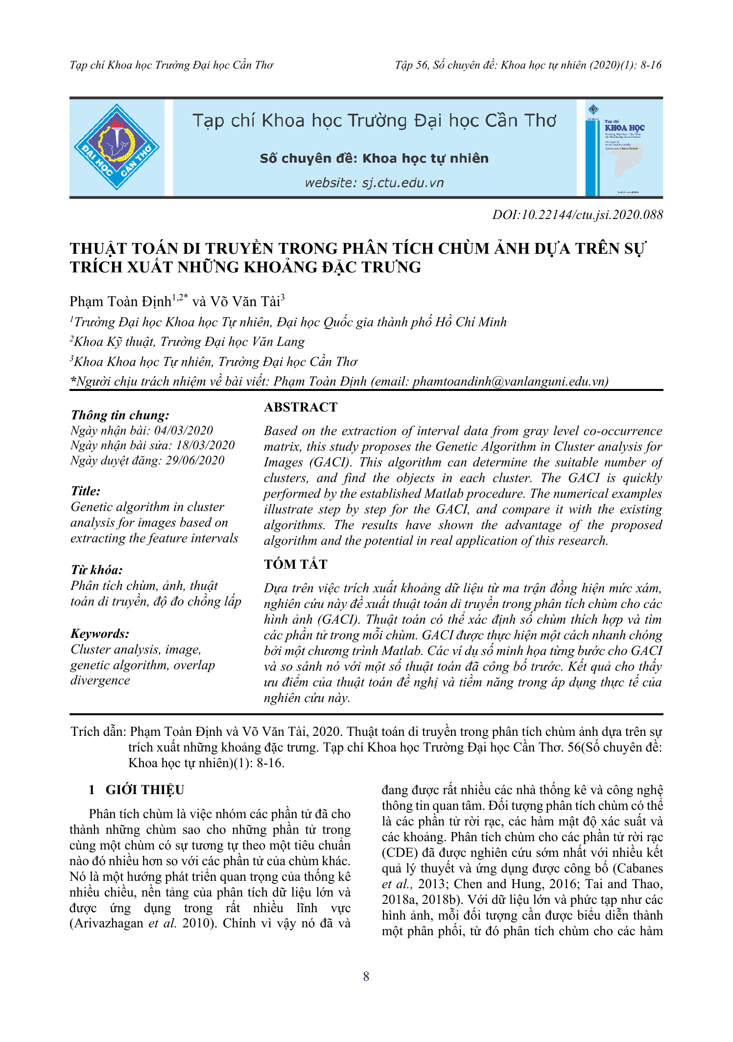Thuật toán di truyền trong phân tích chùm ảnh dựa trên sự trích xuất những khoảng đặc trưng