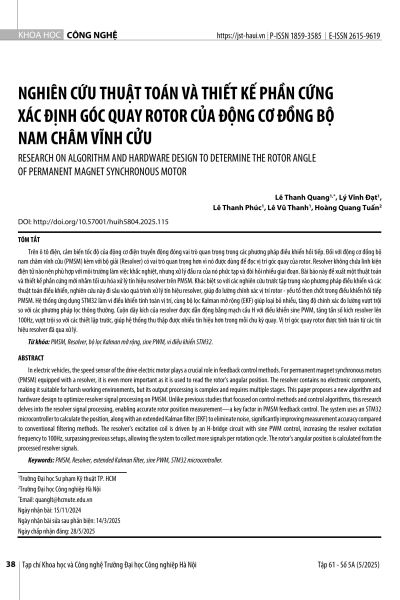 Nghiên cứu thuật toán và thiết kế phần cứng xác định góc quay rotor của động cơ đồng bộ nam châm vĩnh cửu