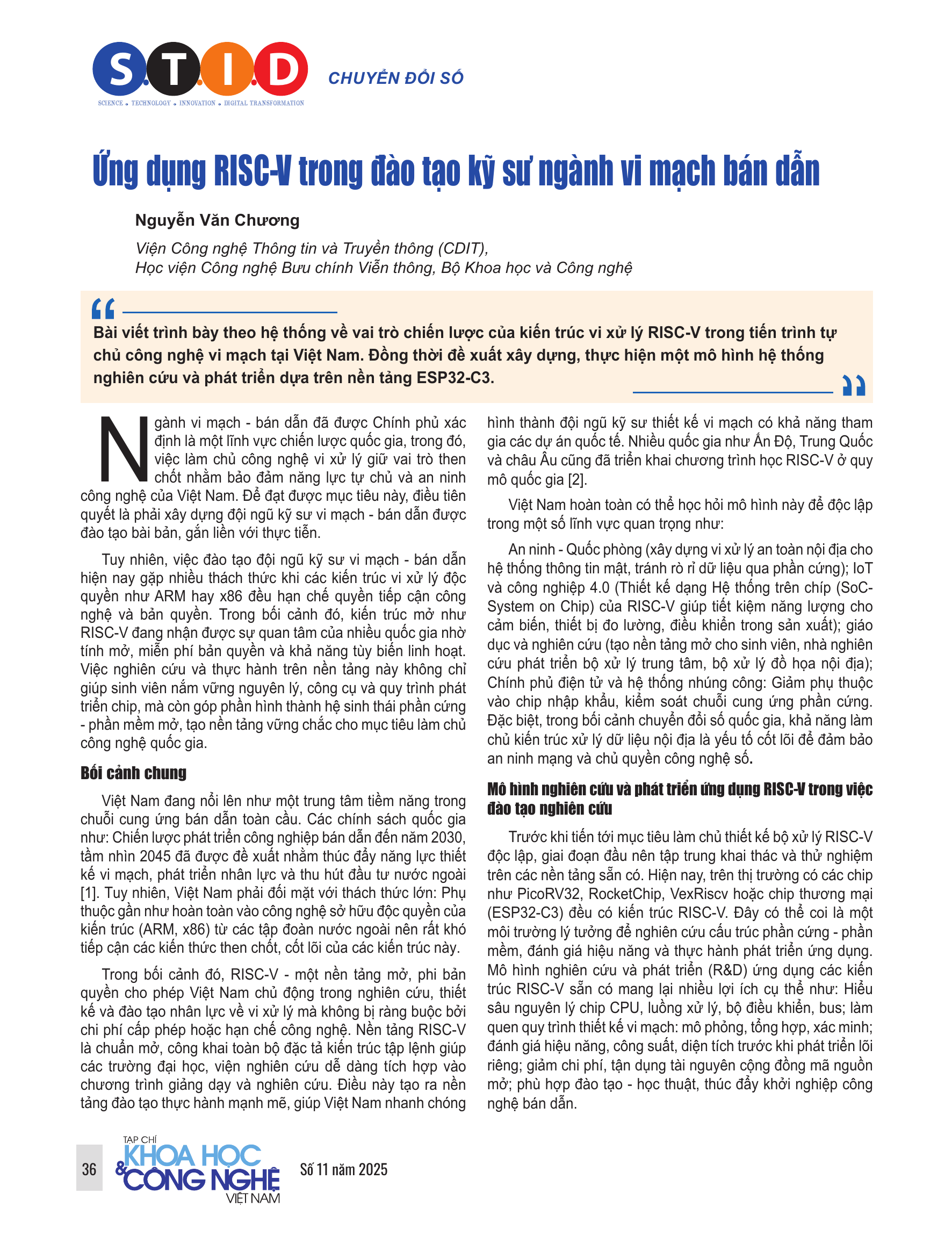 Ứng dụng RISC-V trong đào tạo kỹ sư ngành vi mạch bán dẫn