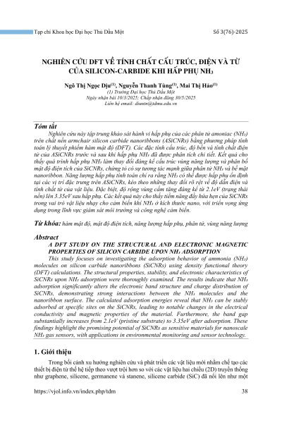 Nghiên cứu DFT về tính chất cấu trúc, điện và từ của silicon-carbide khi hấp phụ NH₃