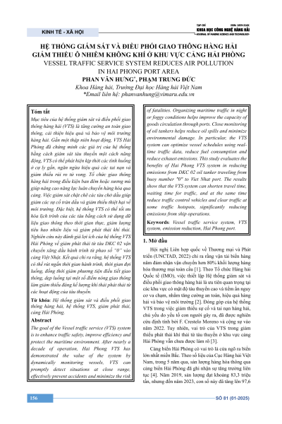 Hệ thống giám sát và điều phối giao thông hàng hải giảm thiểu ô nhiễm không khí ở khu vực cảng Hải Phòng