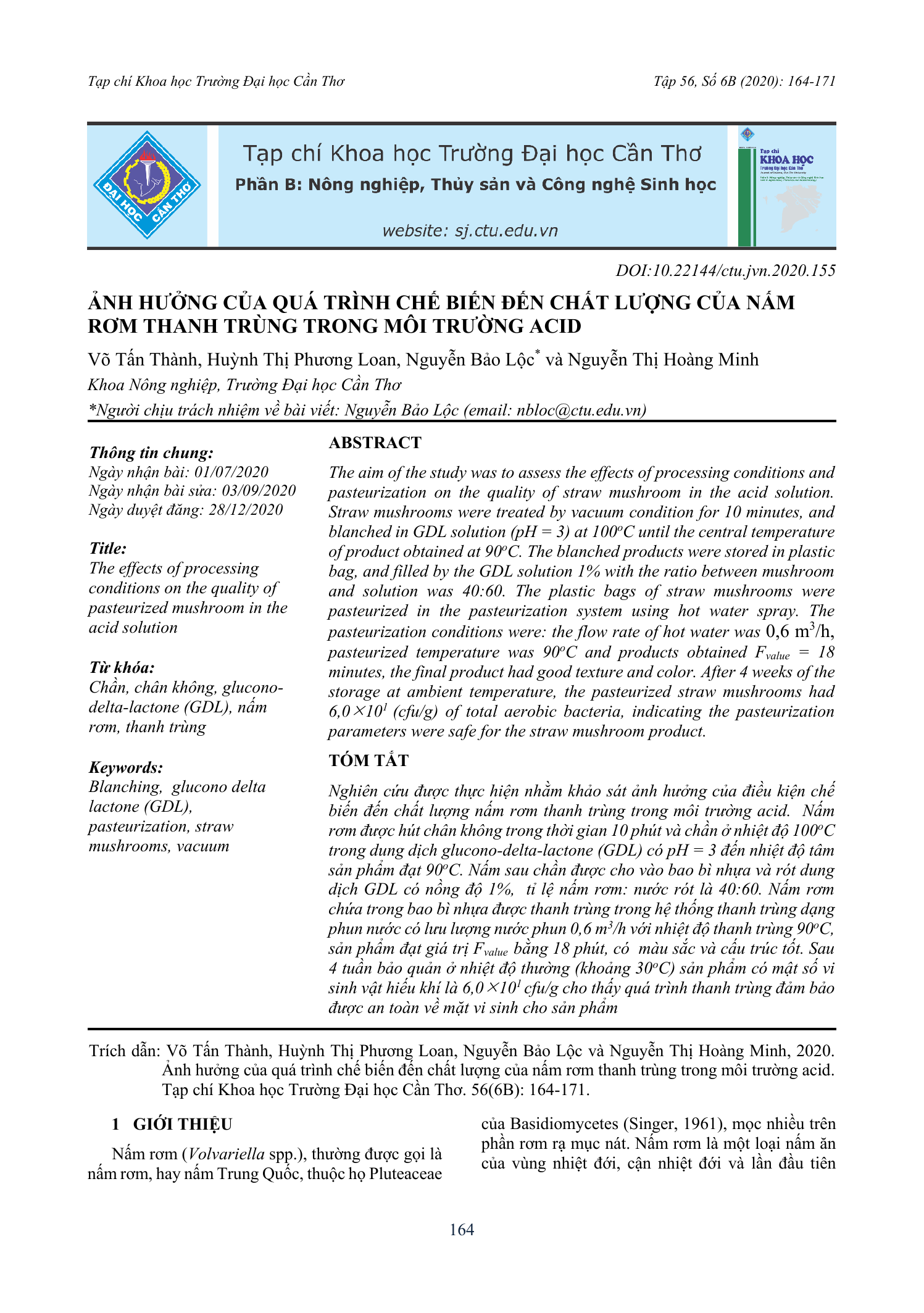 Phân lập và tuyển chọn các dòng vi khuẩn có khả năng phân hủy hoạt chất carbosulfan từ đất trồng lúa chuyên canh ở tỉnh Hậu Giang