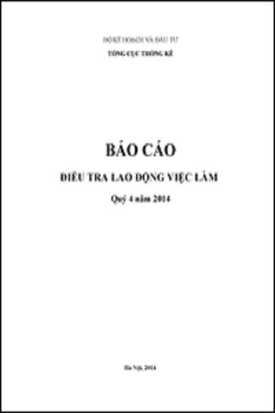 Báo cáo Điều tra Lao động việc làm Quý 4 năm 2014