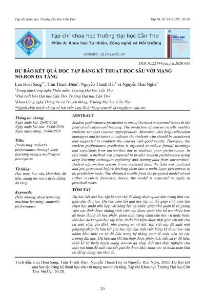 Dự báo kết quả học tập bằng kỹ thuật học sâu với mạng nơ-ron đa tầng