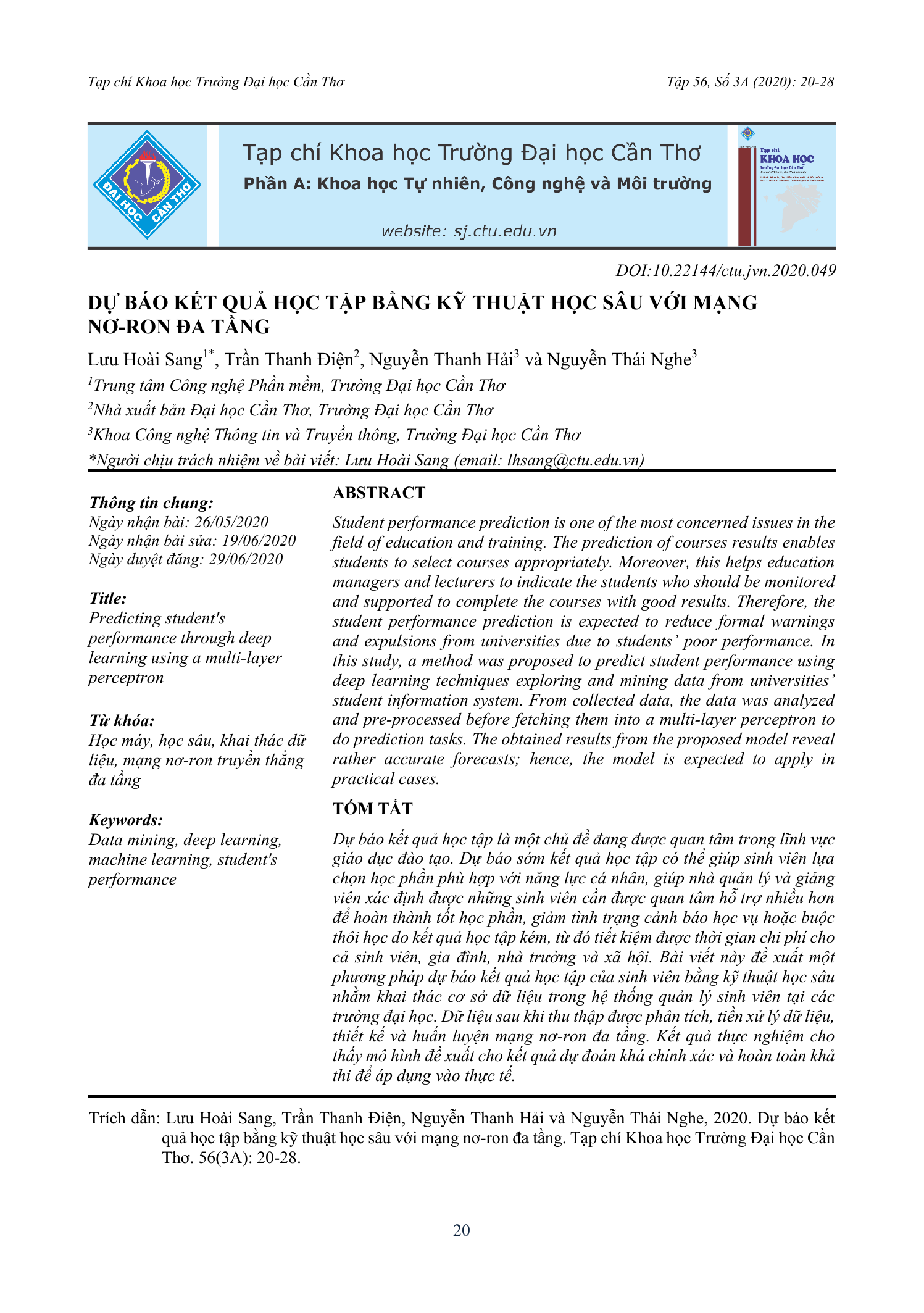 Dự báo kết quả học tập bằng kỹ thuật học sâu với mạng nơ-ron đa tầng