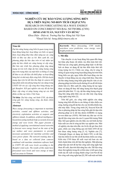 Nghiên cứu dự báo năng lượng sóng biển dựa trên mạng nơ-ron tích chập (CNN)