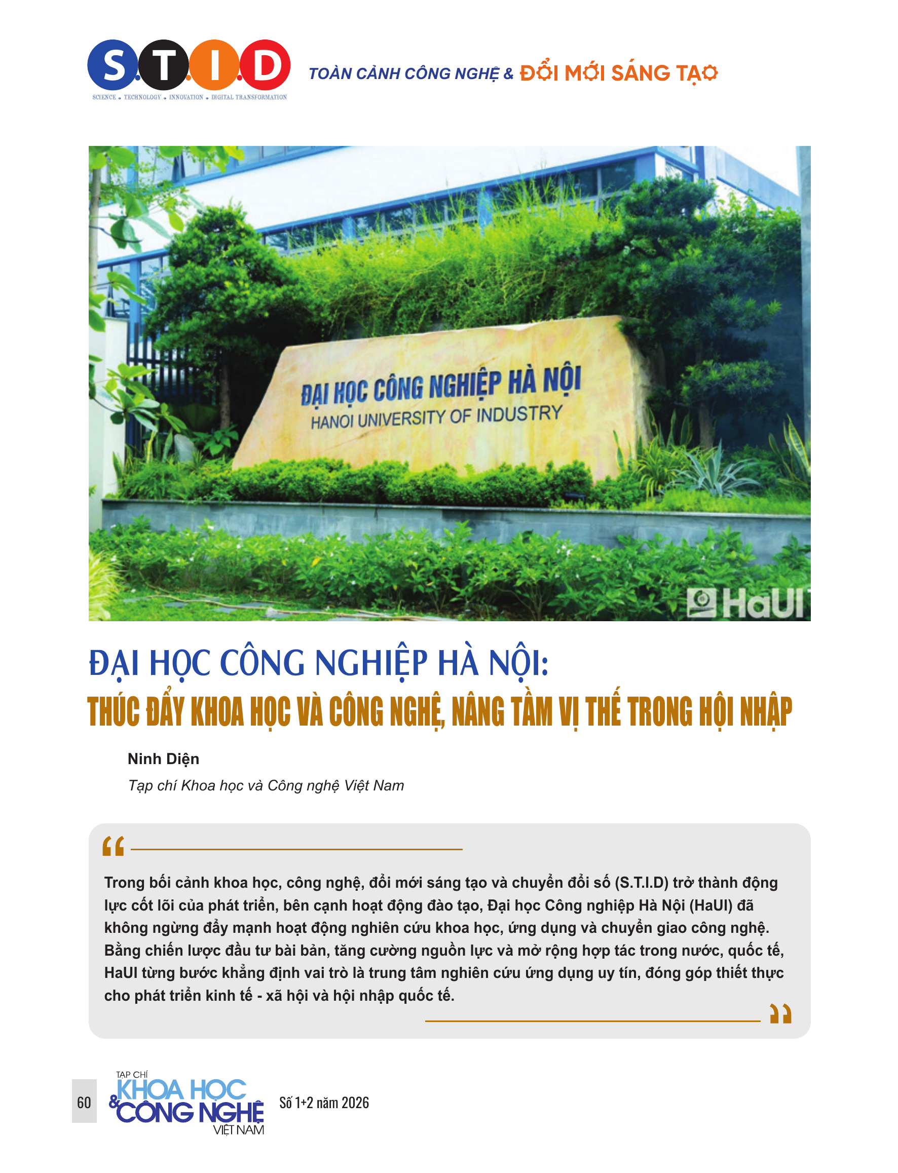 Đại học Công nghiệp Hà Nội: Thúc đẩy khoa học và công nghệ, nâng tầm vị thế trong hội nhập
