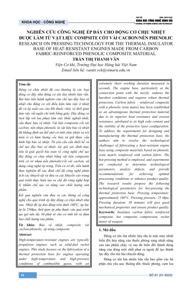 Nghiên cứu công nghệ ép đáy cho động cơ chịu nhiệt được làm từ vật liệu composite cốt vải carbon/nền phenolic