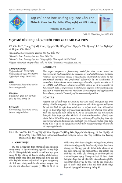 Một mô hình dự báo chuỗi thời gian mờ cải tiến