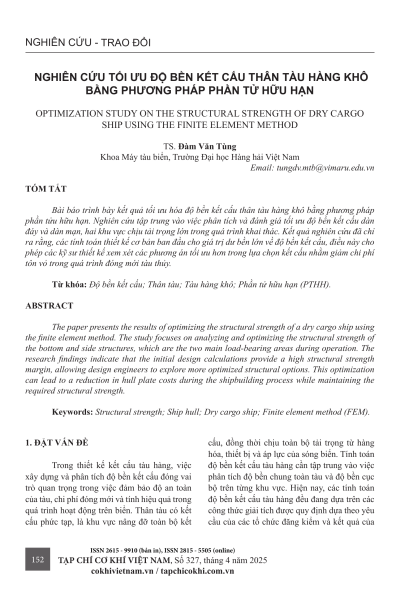 Nghiên cứu tối ưu độ bền kết cấu thân tàu hàng khô bằng phương pháp phần tử hữu hạn