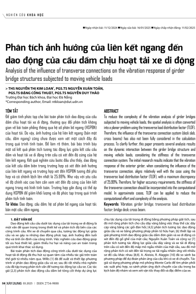 Phân tích ảnh hưởng của liên kết ngang đến dao động của cầu dầm chịu hoạt tải xe di động
