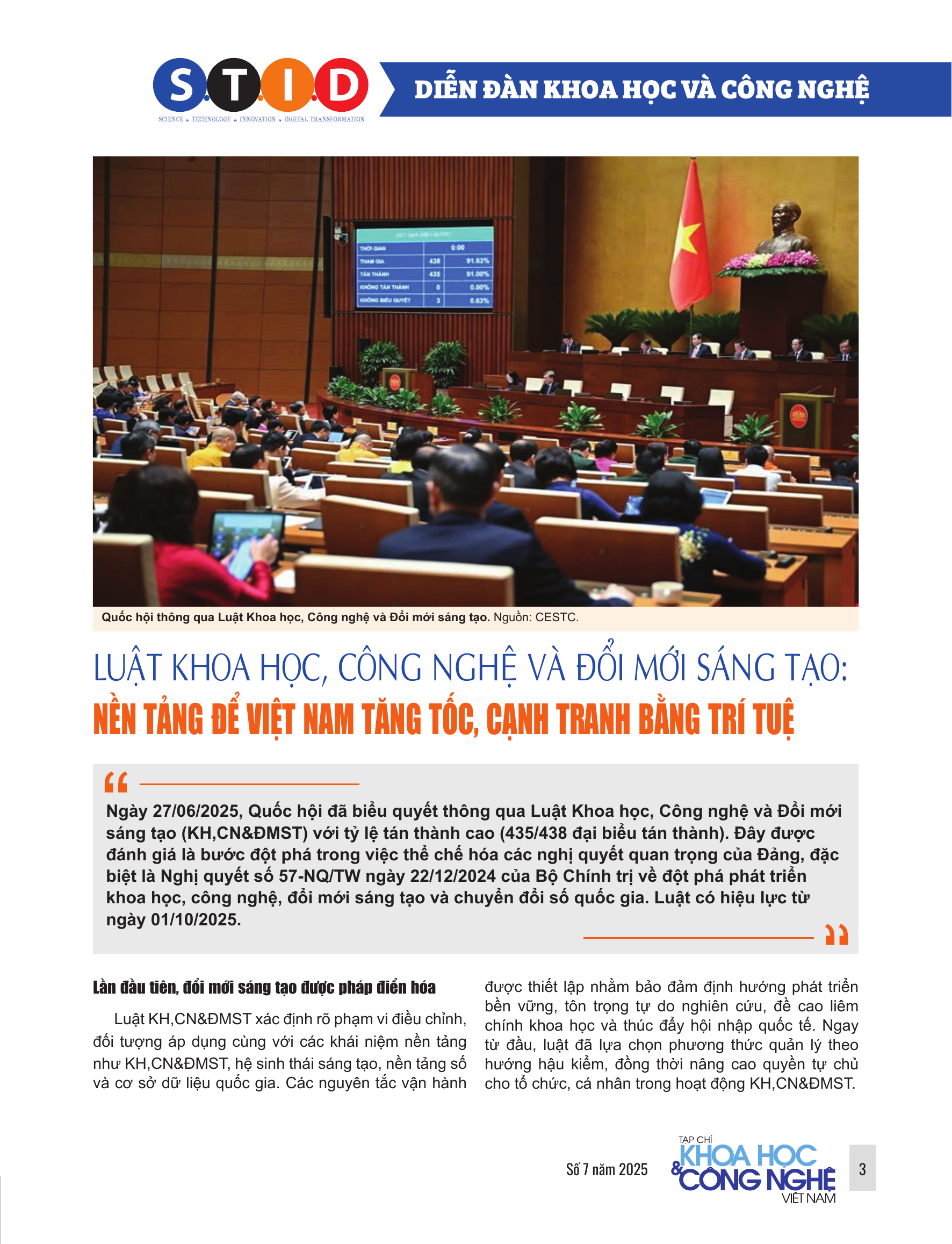 Luật Khoa học, Công nghệ và Đổi mới sáng tạo: Nền tảng để Việt Nam tăng tốc, cạnh tranh bằng trí tuệ