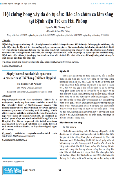 Hội chứng bong vảy da do tụ cầu: Báo cáo chùm ca lâm sàng tại Bệnh viện Trẻ em Hải Phòng