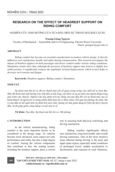 Nghiên cứu ảnh hưởng của tựa đầu đến sự thoải mái khi lái xe