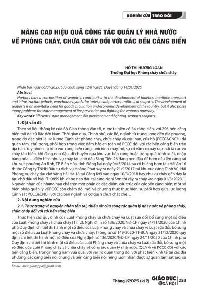 Nâng cao hiệu quả công tác quản lý nhà nước về phòng cháy, chữa cháy đối với các bến cảng biển