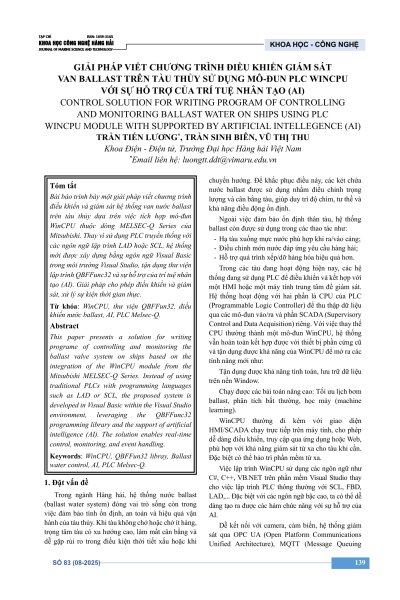 Giải pháp viết chương trình điều khiển giám sát van ballast trên tàu thủy sử dụng mô-đun PLC WinCPU với sự hỗ trợ của trí tuệ nhân tạo (AI)