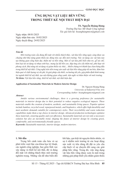 Ứng dụng vật liệu bền vững trong thiết kế nội thất hiện đại