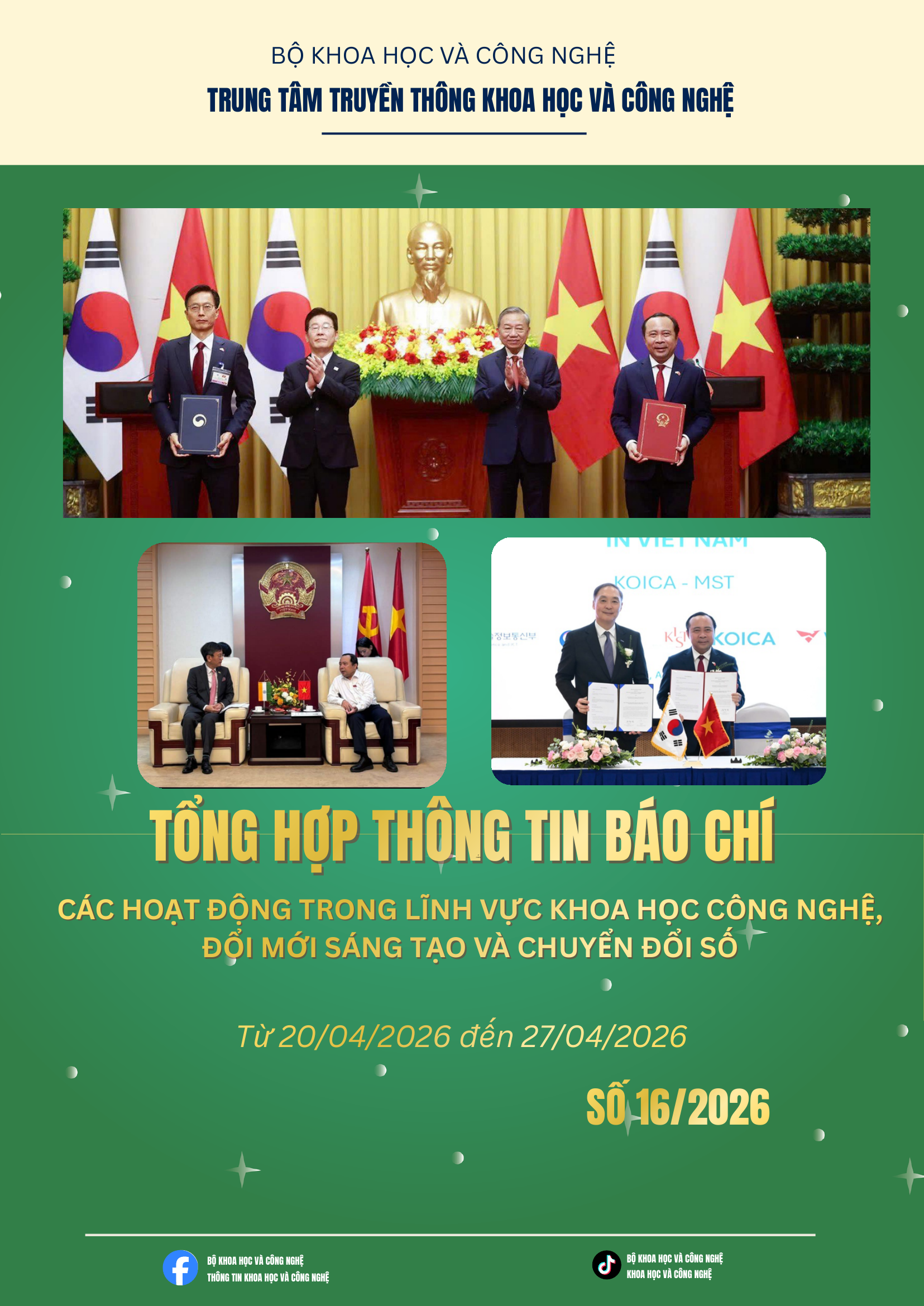 Tổng hợp thông tin báo chí Bộ Khoa học và Công nghệ (Từ 20/04/2026 đến 27/04/2026)