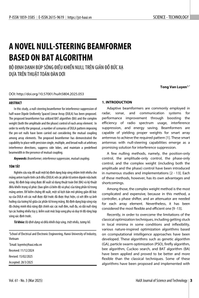Một bộ định hướng chùm tia triệt tiêu mới dựa trên thuật toán Bat