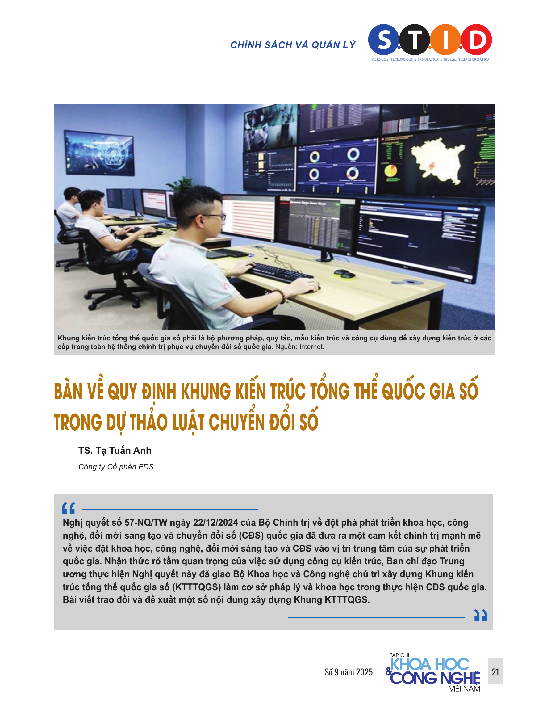 Bàn về quy định khung kiến trúc tổng thể quốc gia số trong dự thảo Luật Chuyển đổi số