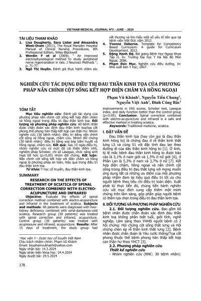 Nghiên cứu tác dụng điều trị đau thần kinh tọa của phương pháp nắn chỉnh cột sống kết hợp điện châm và hồng ngoại